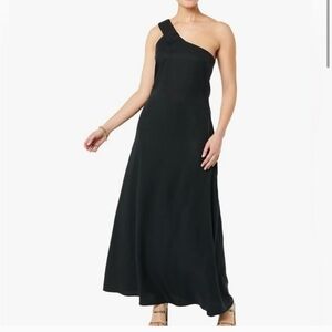 Terea Womens Minimalist Sylvie Black One Shoulder Dress Size 3x